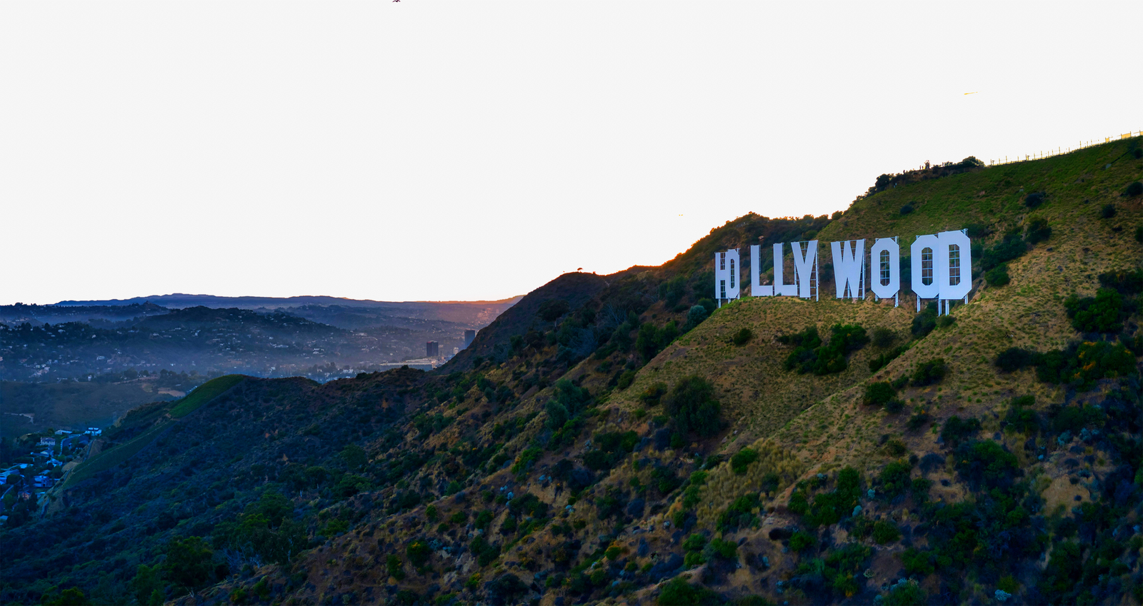 The Hollywood sign at dusk